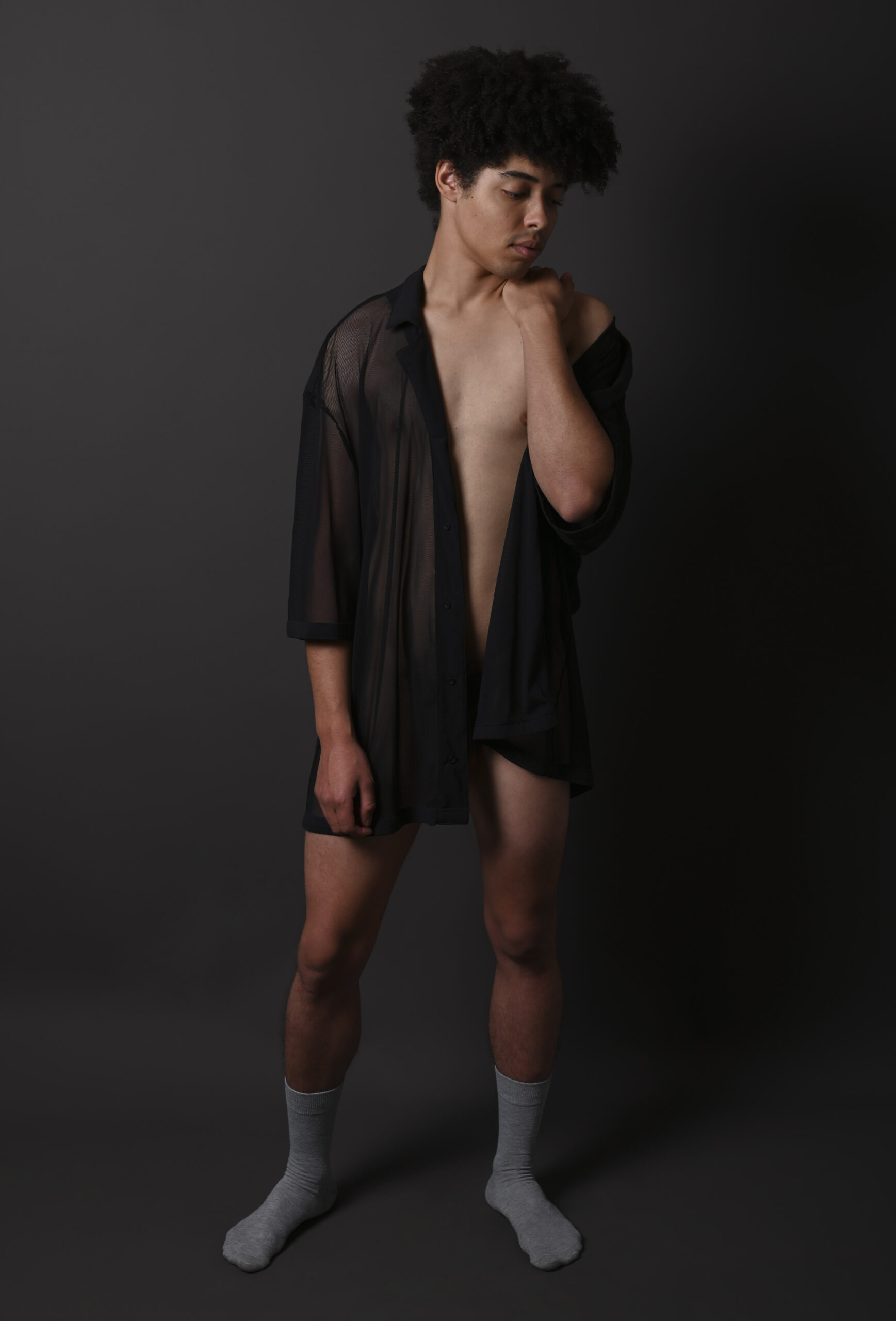Homme nu Kimono transparent